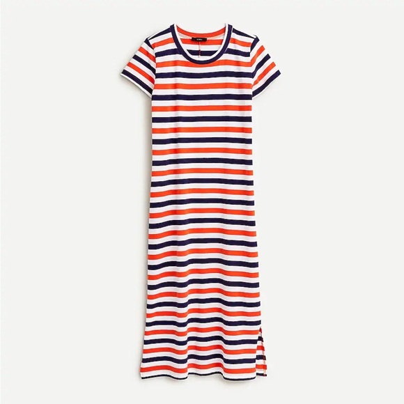 J.Crew T-shirt dress in stripe blue/orange/white size XL - Picture 1 of 5